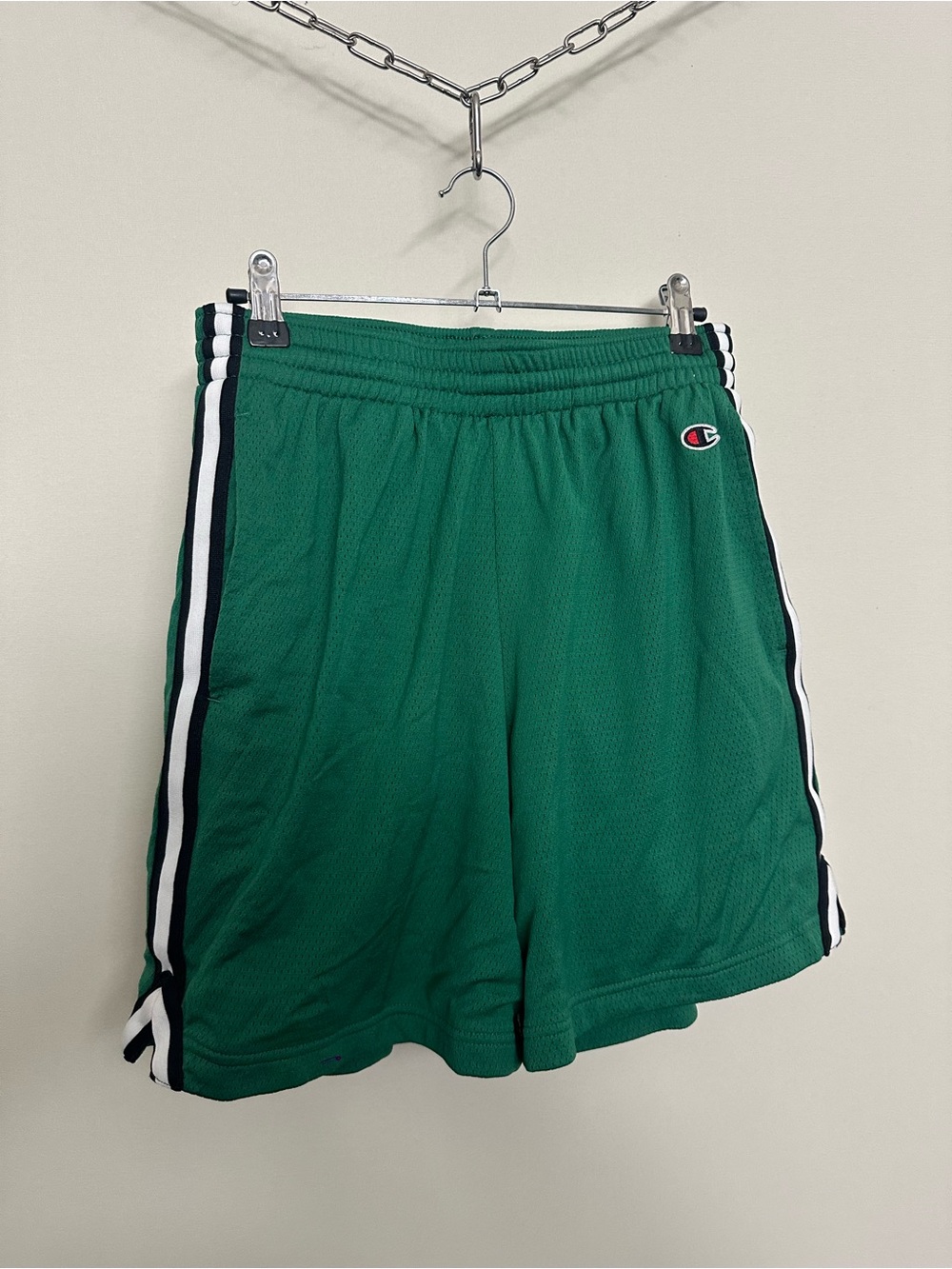Champion Men's Green & White Athletic Shorts
